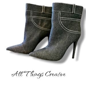 Women's black denim ankle boots